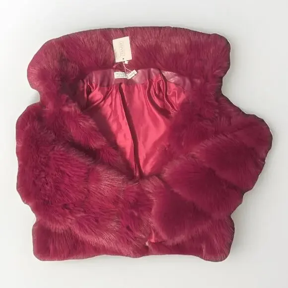 New Tamsy Purple Ruana/Cape/Cardigan/Faux Fur trim One Size Fits Most New NWT - Picture 1 of 5